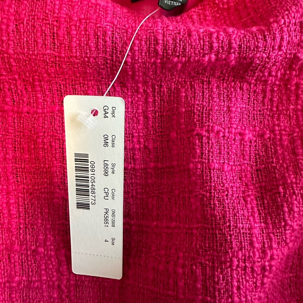 J. Crew Hot Pink Textured Ruffle Hem Sheath Dress - Picture 5 of 5